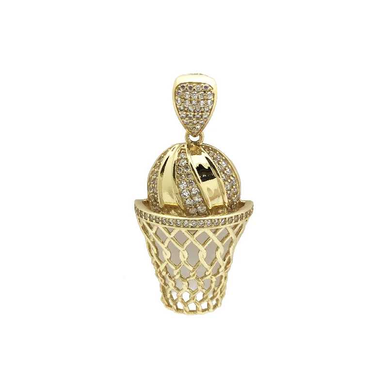 Double - Heart Pendant with Interlocking Design for CouplesIcy Basketball Hoop Pendant (14K)