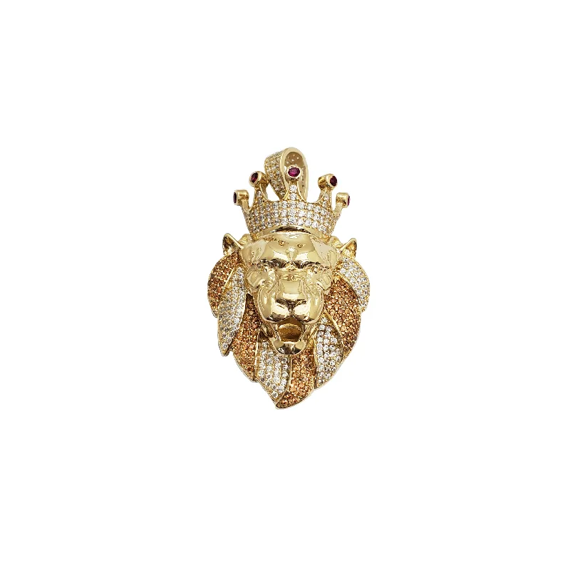 Rhinestone - Encrusted Crown Pendant for Little Girls' Dress - UpKing Crown Lion Pendant (14K)