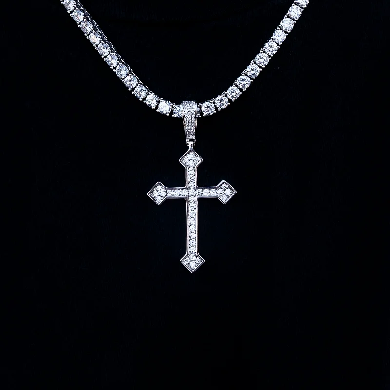 Magnetic - Closure Pendant Necklace with a Hidden Compartment for Secret KeepersLarge Iced Celtic Cross in White Gold