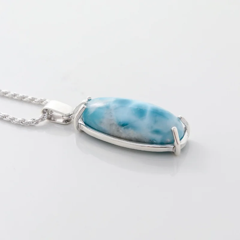 Custom - Engraved Initial Pendant Necklace in Sterling Silver for Mother's Day GiftLarimar Pendant Seraphina