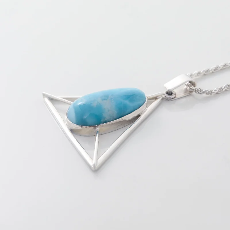 Adjustable - Length Turquoise - Inlaid Teardrop Pendant Necklace for TravelersLarimar Pendant Thalia