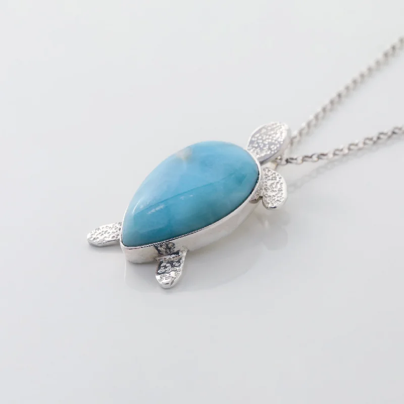 Adjustable - Length Turquoise - Inlaid Teardrop Pendant Necklace for TravelersLarimar Turtle Pendant Ariel