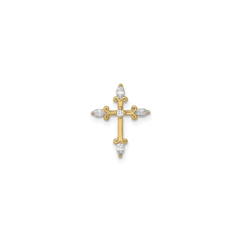 Dainty Gold - Plated Angel Wing Pendant Necklace for Sensitive Skin OwnersMarquise CZ Fleur de Lis Cross Pendant (14K)