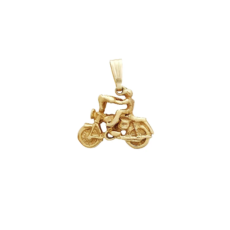 Customized Birthstone Pendant with Engraved Name for a Personalized TouchMan & Motorcycle Pendant (14K)