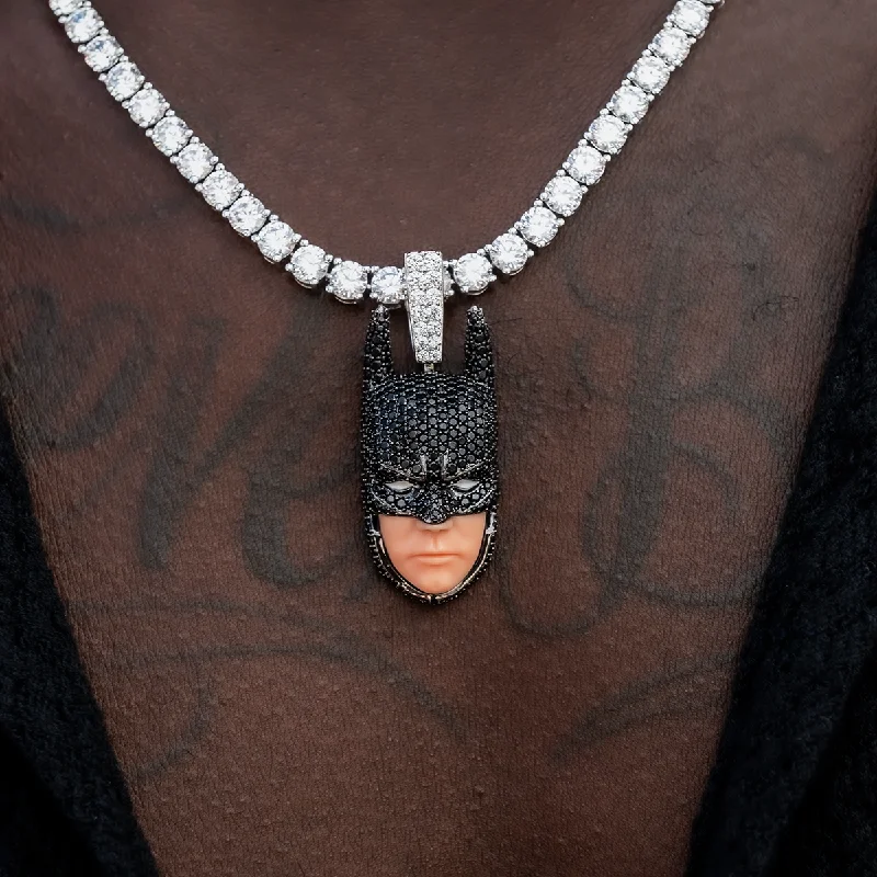 Statement - Making Large - Gemstone - Studded Geometric Pendant Necklace for Evening PartiesOfficial DC Comics Batman Head Pendant