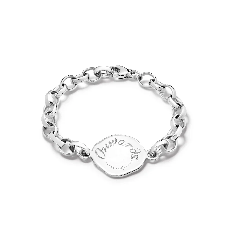 Hypoallergenic Stainless Steel Dog Tag Pendant Necklace for Active MenOnwards Quote Bracelet Silver
