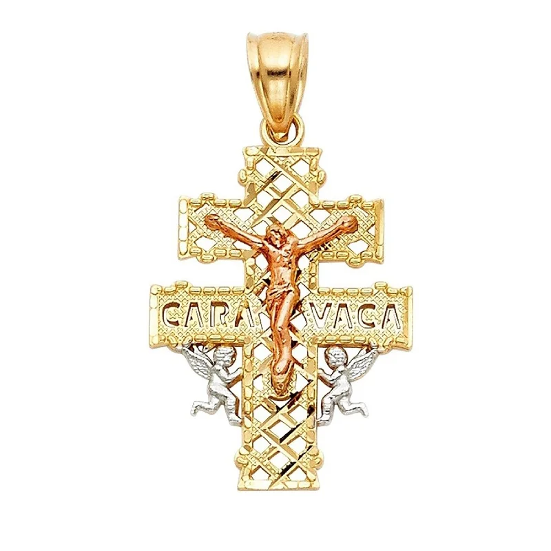 Gothic - Style Skull Pendant with Red Enamel Accents for Alternative FashionOrnate Caravaca Jesus Cross Pendant (14K)