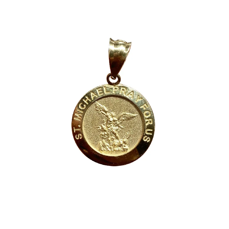 Double - Heart Pendant with Interlocking Design for CouplesSaint Michael "Pray for Us" Circular Medal Pendant (14K)