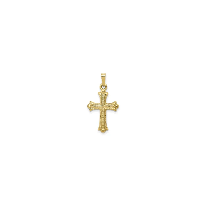 Antique - Brass - Finished Compass Pendant for Travelers and ExplorersTextured Lightweight Fleur de Lis Cross Pendant (14K)