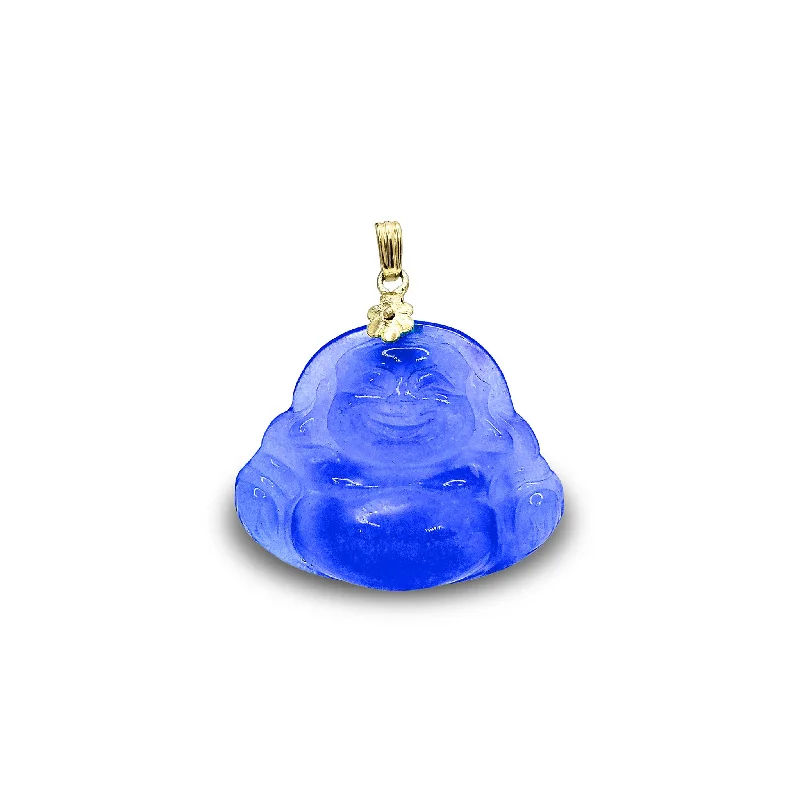 18K Gold - Plated Angel Wing Pendant for a Symbolic and Elegant AccessoryTranslucent Jade Dark Blue Laughing Buddha Pendant (14K)