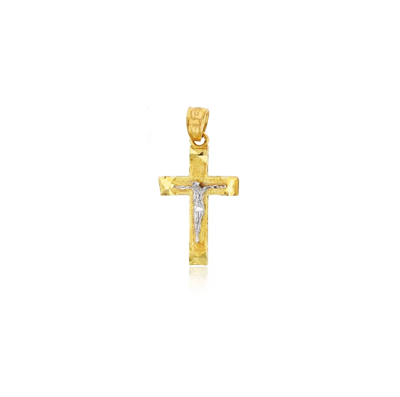 Pearl - Embellished Floral Pendant for a Feminine and Romantic LookTwo-tone Cross Pendant (14K)