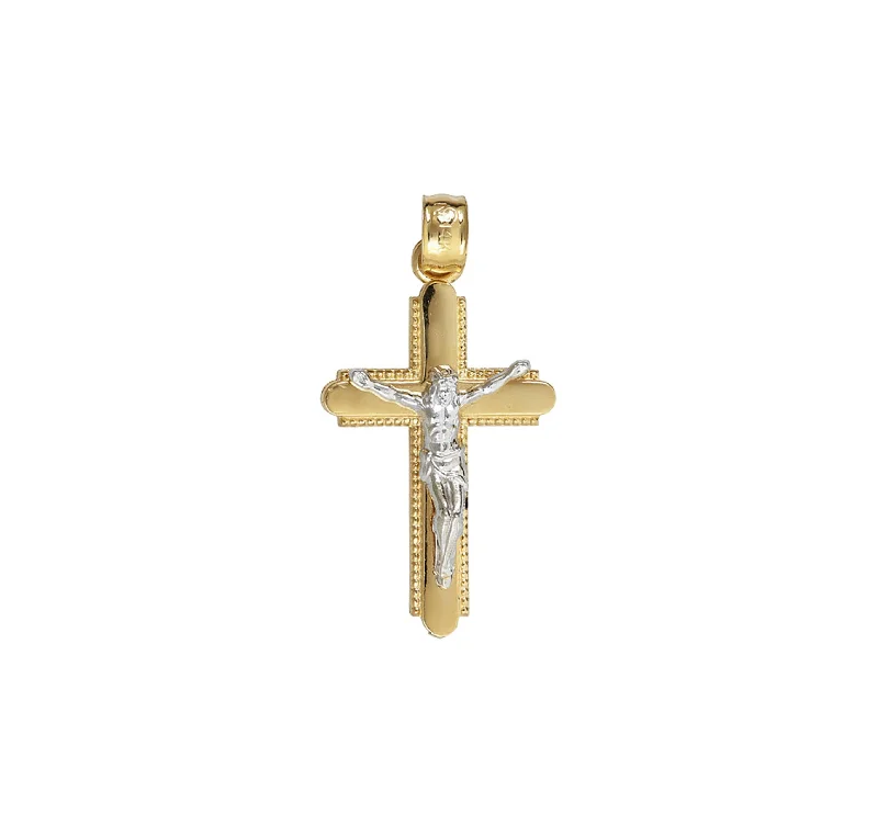 18K Gold - Plated Angel Wing Pendant for a Symbolic and Elegant AccessoryTwo-tone Jesus Cross Pendant (14K)