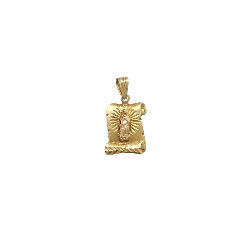 Retro - Inspired Art Deco - Patterned Pendant in Silver for Vintage LoversVirgin Mary Scroll Pendant (14K)