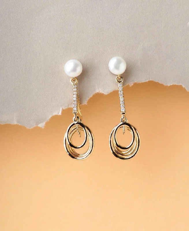 Vintage - Inspired Filigree - Worked Stud Earrings in Gold - Tone for an Antique AestheticDelicate Stone Studded Pearl Earring