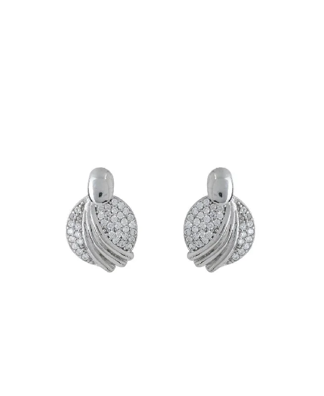 Laser - Engraved Initial Stud Earrings in Silver for a Personalized and Customized AccessoryDelicate Stone Studded Silver Earring