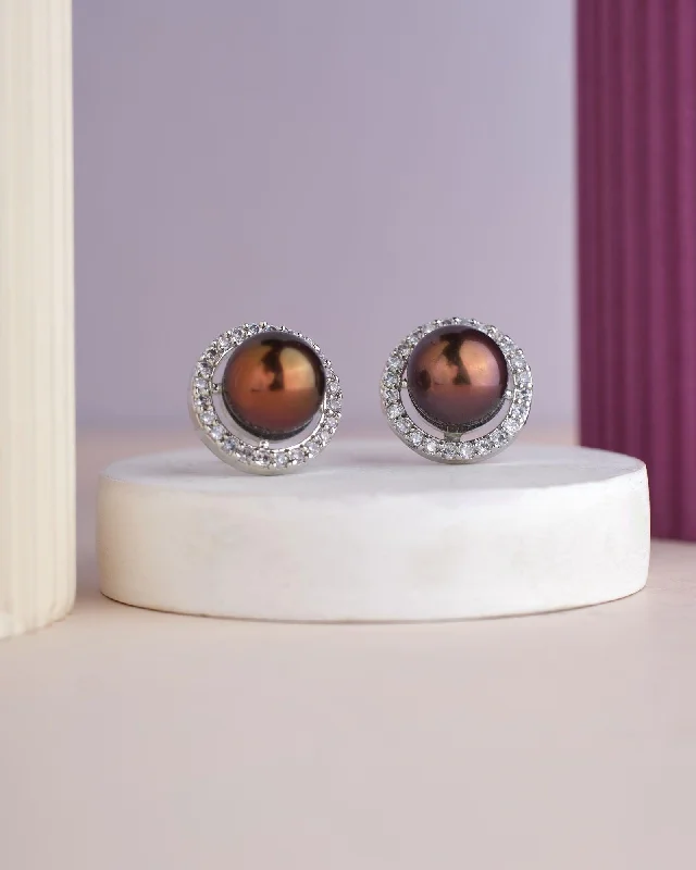 Adjustable - Back Crystal Stud Earrings in Clear for a Sparkling and Versatile PieceElegant Black Stud Pearl Earring