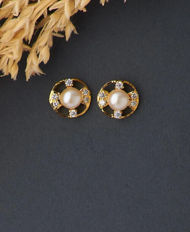 Rose Gold - Tone Geometric - Patterned Stud Earrings for a Modern and Trendy LookElegant Real Pearl Stud Earring