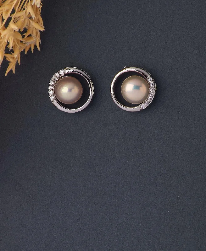 Magnetic - Back Stud Earrings in Black for Easy and Comfortable WearElegant Real Pearl Stud Earring