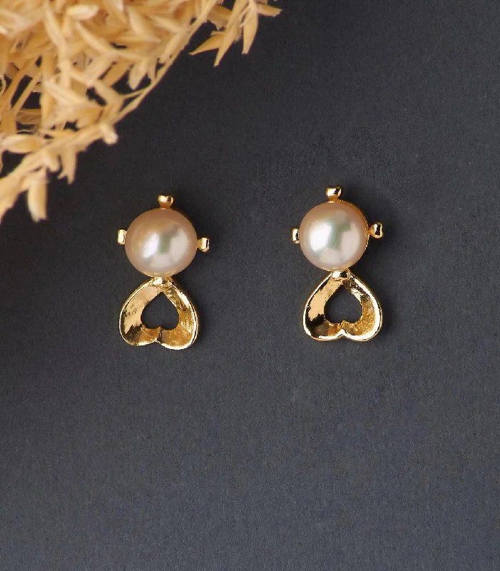 Two - Tone Gold and Silver Plated Clover Stud Earrings for a Lucky and Stylish SymbolElegant White Pearl Stud Earring