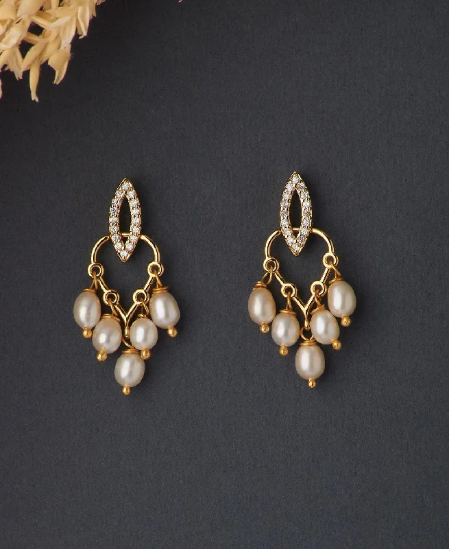 Vintage - Inspired Filigree - Worked Stud Earrings in Gold - Tone for an Antique AestheticEthnic Pearl Hanging Pearl Earring