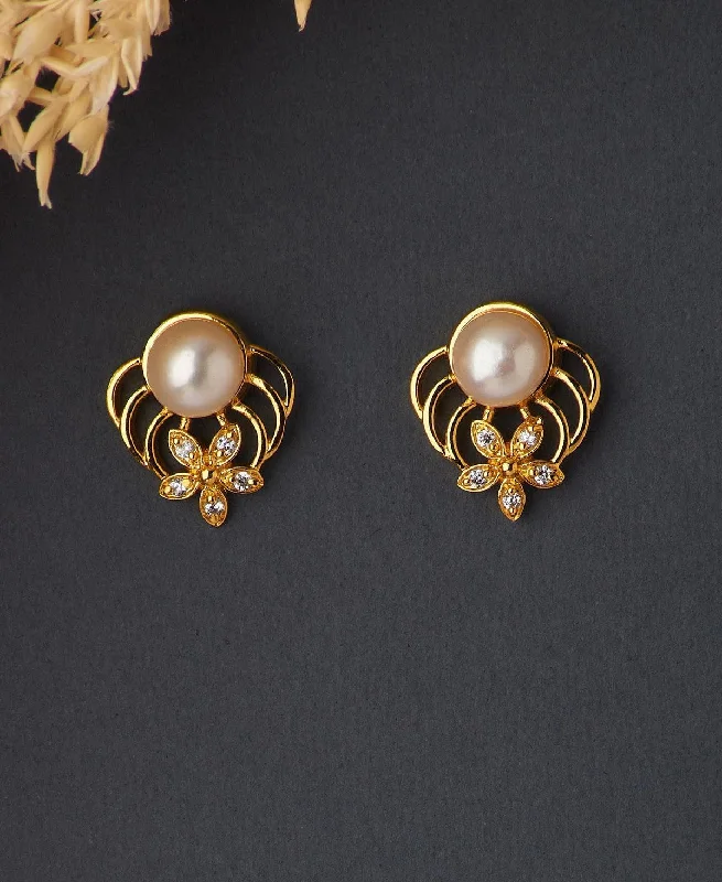 Two - Tone Gold and Silver Plated Clover Stud Earrings for a Lucky and Stylish SymbolFloral Stud Pearl Earring