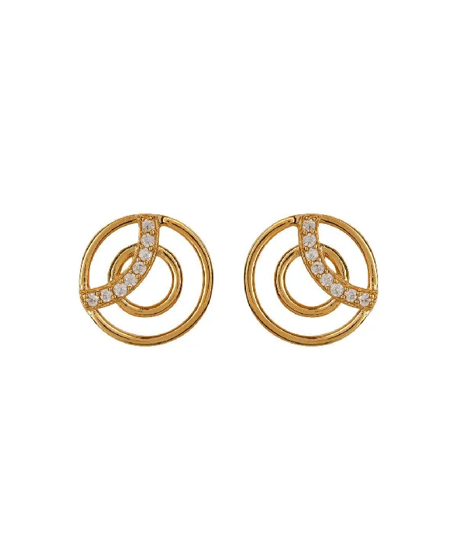 Vintage - Inspired Filigree - Worked Stud Earrings in Gold - Tone for an Antique AestheticGeometric Circle Golden Stud Earrings