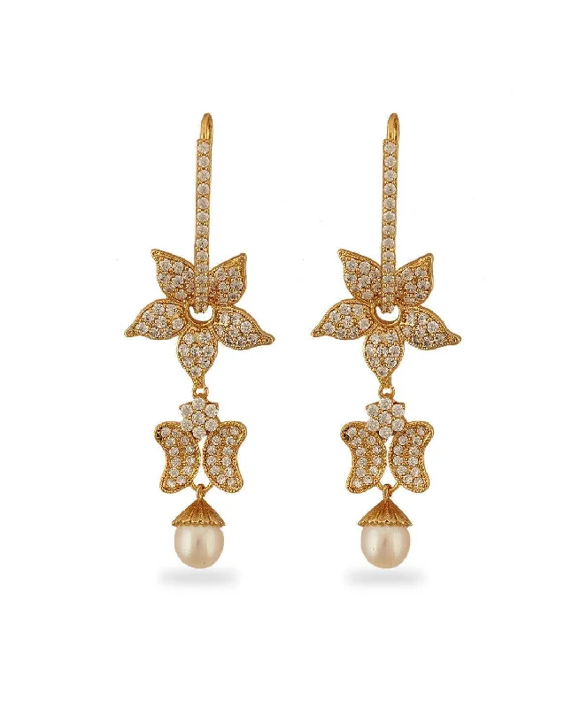 Two - Tone Gold and Silver Plated Clover Stud Earrings for a Lucky and Stylish SymbolGorgeous Pearl hanging Earrings