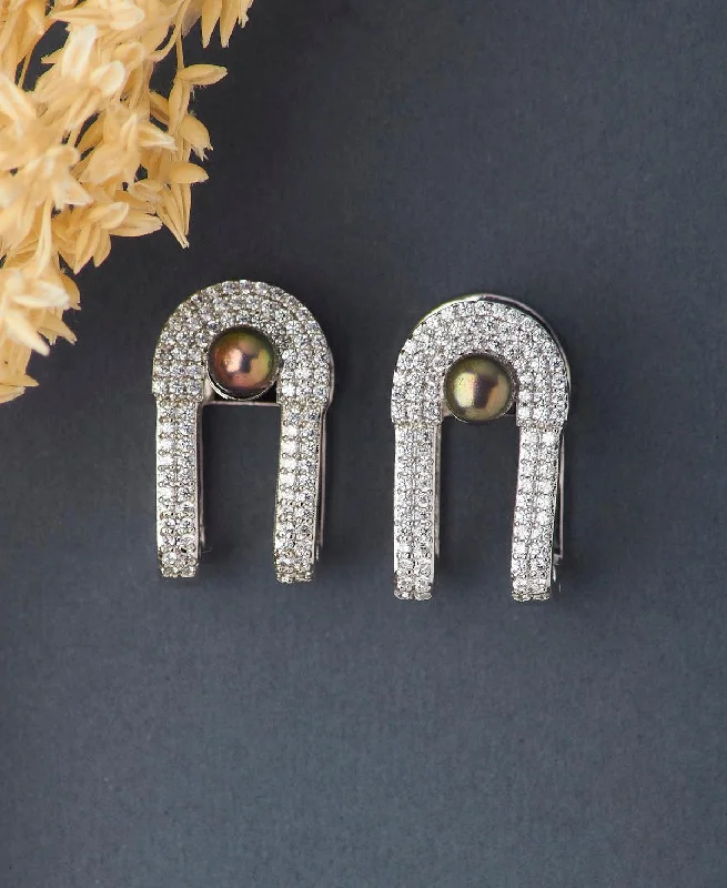 Vintage - Inspired Filigree - Worked Stud Earrings in Gold - Tone for an Antique AestheticGraceful Rhodium hanging Earring