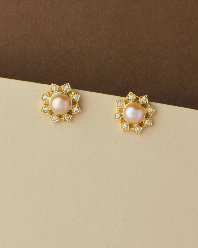 Hypoallergenic Sterling Silver Star - Studded Stud Earrings for Sensitive EarsFloral Pearl Stud Earring